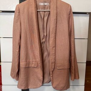 MNG Women's Blush Pink Blazer, 100 % linen.